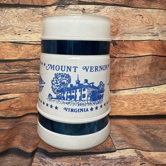 Vintage Mount Vernon Virginia Siesta Ware 16oz. Mug Cup Beer Glass Wood Handle - Picture 1 of 9
